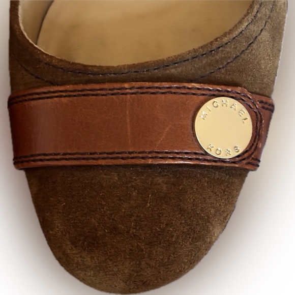Michael Michael Kors | Brown Suede Pumps | Wooden Heel & Logo Strap | 8.5M - Picture 6 of 11